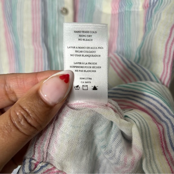 Rails Ellis Iris Rainbow Colored Long Sleeve Button Down Blouse XS - Picture 6 of 7